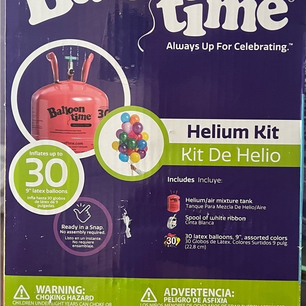 30 Colorful Balloon Time Helium Tank - Picture 5 of 9